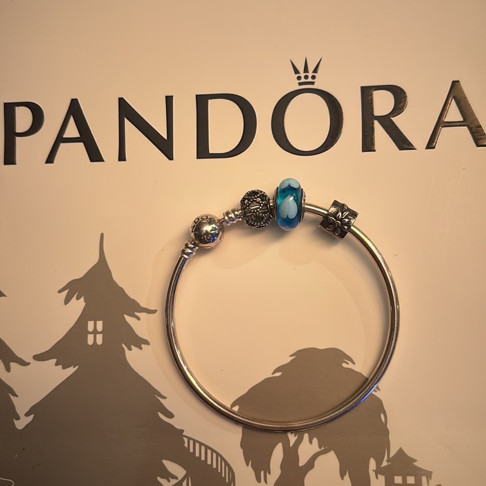 Pandora bracelet with 3 beads Murano 925 Gift bag included